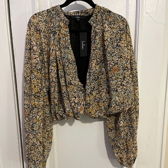 Lulus Multi Floral Print Balloon Sleeve Top - Picture 2 of 4